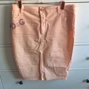 Dolce Gabbana peach pencil skirt cotton linen blend
